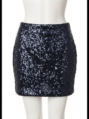 H&M navy blue/black sequin mini skirt size S